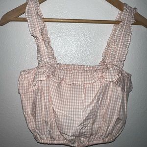 pink gingham crop top